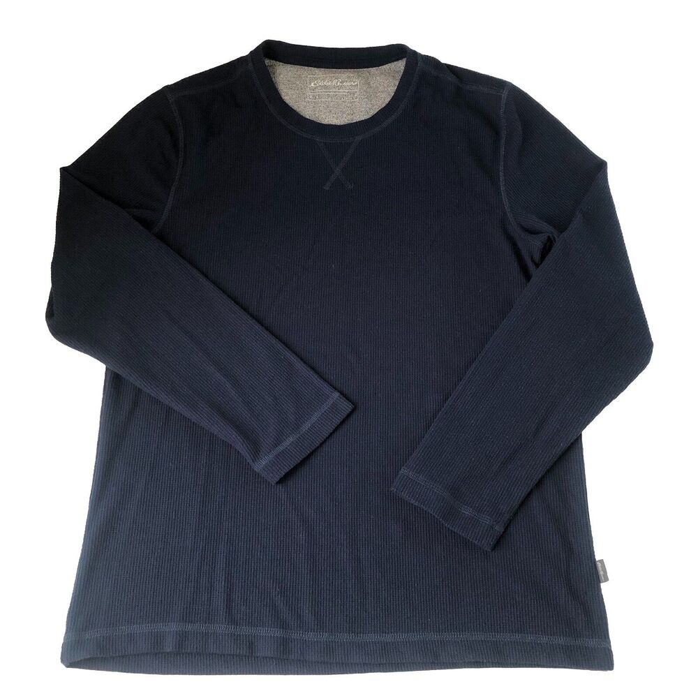 Eddie Bauer Waffle Knit Shirt  Blue Size Medium